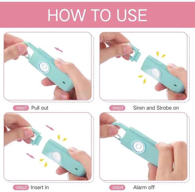 Alt view image 3 of 6 - 6 Pcs 130 dB Personal Safety Alarm for Women, Multicolor, Snap Rechargeable Safety Loud Siren with LED Strobe Light, Low Battery Notice, Personal Alarm Keychains Gifts for Mom Girl