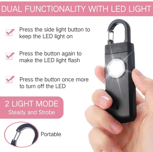 Alt view image 4 of 6 - 6 Pcs 130 dB Personal Safety Alarm for Women, Multicolor, Snap Rechargeable Safety Loud Siren with LED Strobe Light, Low Battery Notice, Personal Alarm Keychains Gifts for Mom Girl
