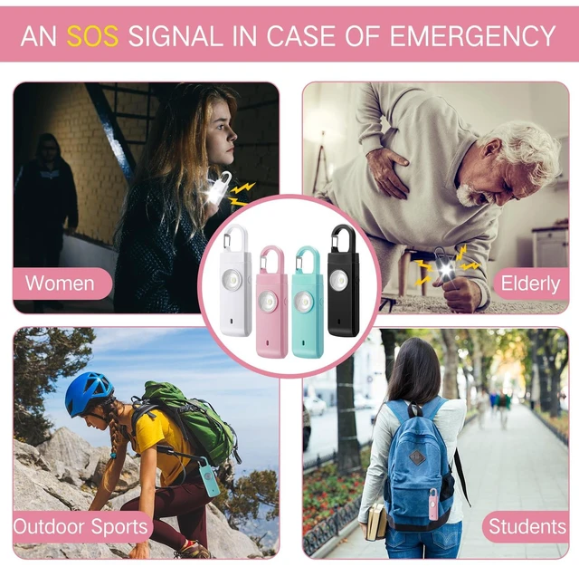 Alt view image 6 of 6 - 6 Pcs 130 dB Personal Safety Alarm for Women, Multicolor, Snap Rechargeable Safety Loud Siren with LED Strobe Light, Low Battery Notice, Personal Alarm Keychains Gifts for Mom Girl