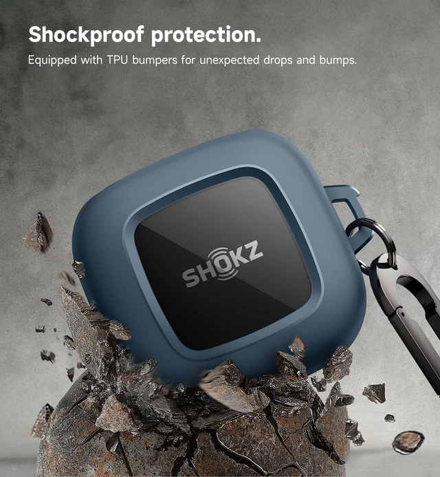 Alt view image 5 of 7 - for SHOKZ OpenFit Case Cover, Shockproof Magnetic Cases for SHOKZ OpenFit Open-Ear Earbuds True Wireless Bluetooth Headphones, Protective Cover with Magnetic Lid Lock & Carabiner, Navy