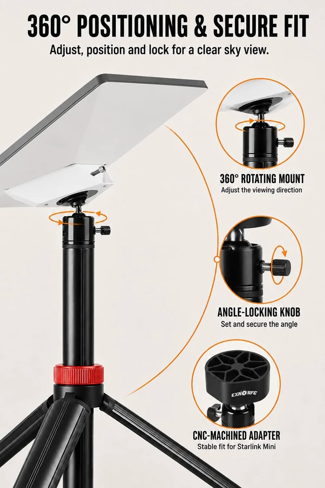 Alt view image 7 of 7 - Starlink Mini Tripod Mount with Stakes, Portable Tripod for Camping RV Portable Stand, Foldable Design, Heavy Duty Aluminum, Windproof with Ground Pegs, 5kg Load Capacity, Includes Carry Bag