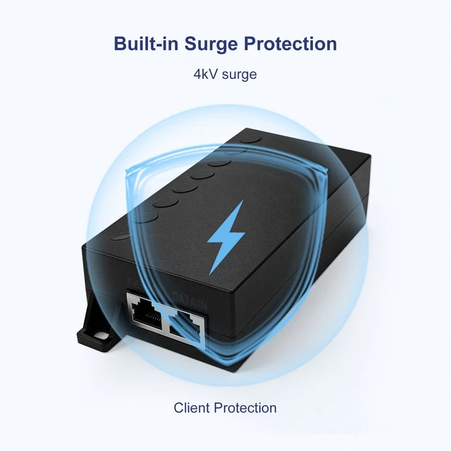Alt view image 6 of 7 - POE60 60W Gigabit IEEE 802.3bt PoE++ Injector 6KV surge protection, shielded gigabit RJ45, IEEE 802.3af/at compatible, stable 60W constant PoE power output