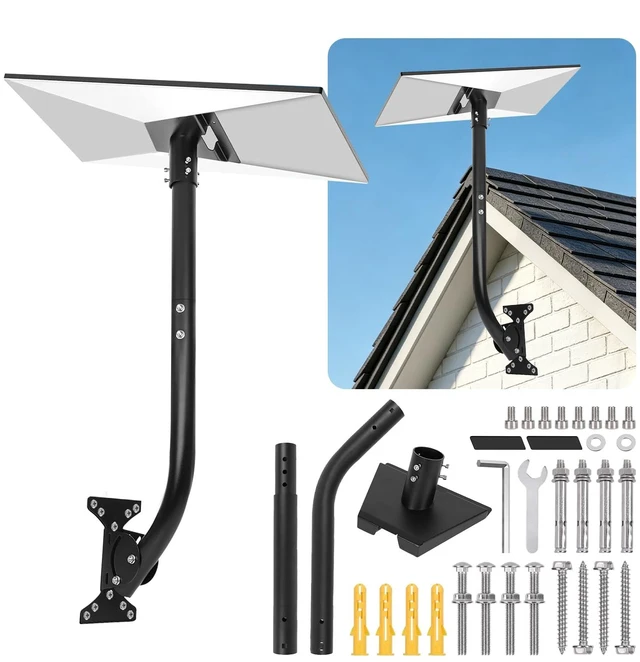 Main image of Wall Mount for Starlink Gen 3, Adjustable 28 Inch Rustproof Carbon Steel Long Arm, Heavy Duty Weatherproof Mounting Kit for Standard Gen 3/V3/4/4X Roof, Eave and Wall, Include Pipe
