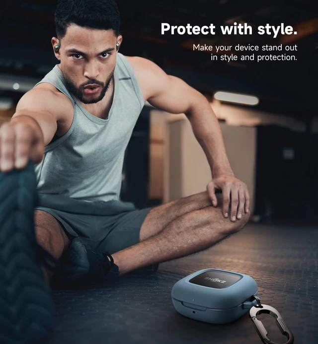 Alt view image 7 of 7 - for SHOKZ OpenFit Case Cover, Shockproof Magnetic Cases for SHOKZ OpenFit Open-Ear Earbuds True Wireless Bluetooth Headphones, Protective Cover with Magnetic Lid Lock & Carabiner, Navy