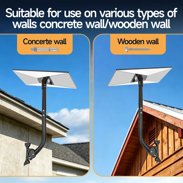 Alt view image 6 of 7 - Wall Mount for Starlink Gen 3, Adjustable 28 Inch Rustproof Carbon Steel Long Arm, Heavy Duty Weatherproof Mounting Kit for Standard Gen 3/V3/4/4X Roof, Eave and Wall, Include Pipe