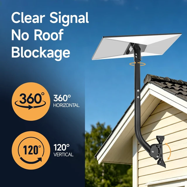 Alt view image 4 of 7 - Wall Mount for Starlink Gen 3, Adjustable 28 Inch Rustproof Carbon Steel Long Arm, Heavy Duty Weatherproof Mounting Kit for Standard Gen 3/V3/4/4X Roof, Eave and Wall, Include Pipe