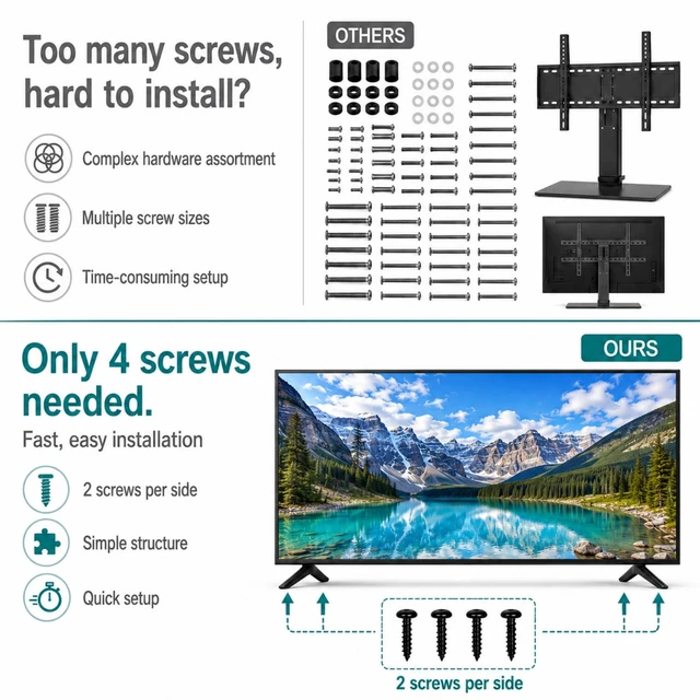 Alt view image 5 of 7 - TV Stand for Hisense TV Legs, for Hisense 32" 40" 43" TV 32H4030F1 32H4F 40H5590F 40H4F 40H3F9 40H4030F1 43H4F 43H4030F 43H4030F1 TV Stand Legs Replacement Parts with Screws, Black