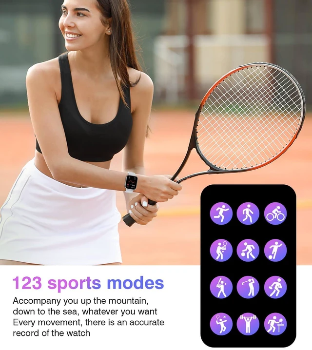 Alt view image 6 of 7 - Smart Watch for Men Women with Bluetooth Call,1.9'' HD Full Touch Screen Fitness Watch, Smartwatch with IP67 Waterproof with Blood Pressure Sleep Monitor for Android and iOS