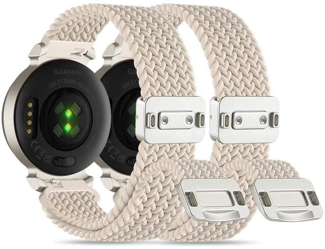 Main image of Nylon Watch Bands for Garmin Lily 2/Lily 2 Active Women 2 Pack 14mm Soft Stretch Braided Adjustable Wristband Magnetic Buckle Sport Strap for Garmin Lily 2 Classic Accessory