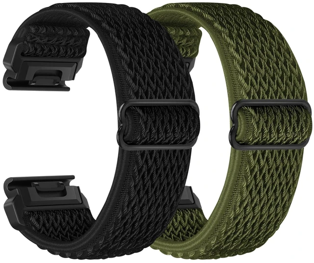Main image of 2 Pack Elastic 22mm Watch Quickfit Bands Compatible with Garmin Fenix E 47mm/Fenix 8 47mm/Fenix 7/7 Pro/Fenix 6/6 Pro/Fenix 5/5 Plus, Sport Nylon Replacement Strap