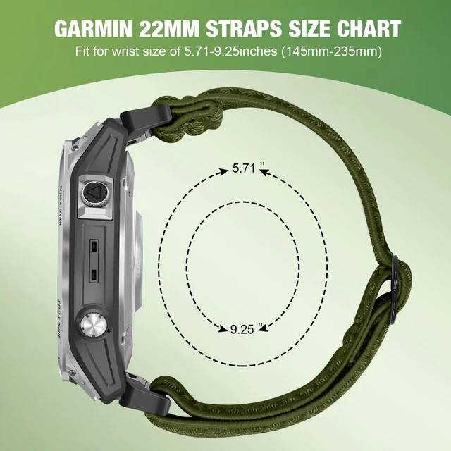 Alt view image 4 of 7 - 2 Pack Elastic 22mm Watch Quickfit Bands Compatible with Garmin Fenix E 47mm/Fenix 8 47mm/Fenix 7/7 Pro/Fenix 6/6 Pro/Fenix 5/5 Plus, Sport Nylon Replacement Strap