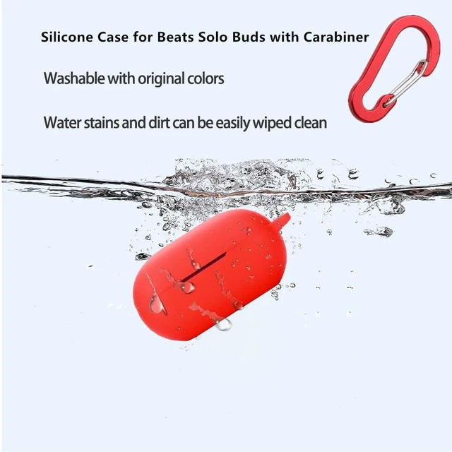 Alt view image 3 of 7 - Case for Beats Solo Buds Case Cover with Flower Keychain, Cute Soft Silicone Shockproof Protective Skin Cases for Beats Solo Buds Wireless Earbuds with Carabiner for Women Girl (Pink)