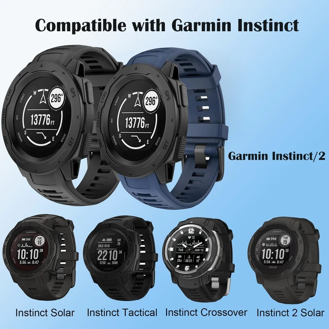 Alt view image 2 of 6 - 2 Pack Waterproof Bands Compatible with Garmin Instinct/Instinct 2 Bands 22mm Soft Silicone Replacement Wristbands for Garmin Instinct Esports/Solar/Tactical
