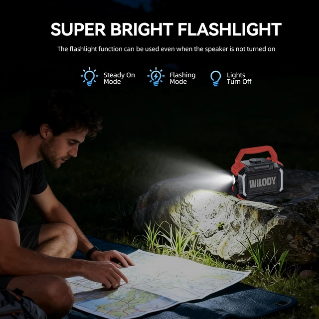 Alt view image 7 of 7 - Speakers Bluetooth Wireless, 40W Loud Outdoor Speaker with Bass, IPX7 Waterproof Floatable, 20H Playtime, Wireless Charge, TWS, RGB Light, Portable Speaker for Work, Garage, Outdoor(S-Red)