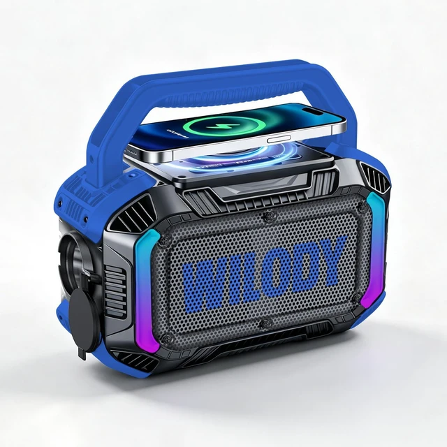 Main image of Speakers Bluetooth Wireless, 40W Loud Outdoor Speaker with Bass, IPX7 Waterproof Floatable, 20H Playtime, Wireless Charge, TWS, RGB Light, Portable Speaker for Work, Garage, Outdoor(S-Blue)