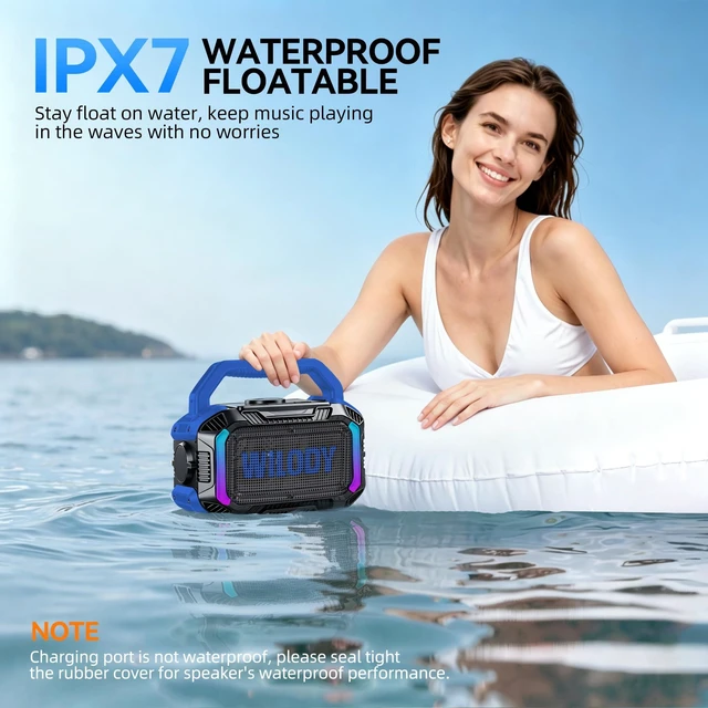 Alt view image 4 of 7 - Speakers Bluetooth Wireless, 40W Loud Outdoor Speaker with Bass, IPX7 Waterproof Floatable, 20H Playtime, Wireless Charge, TWS, RGB Light, Portable Speaker for Work, Garage, Outdoor(S-Blue)