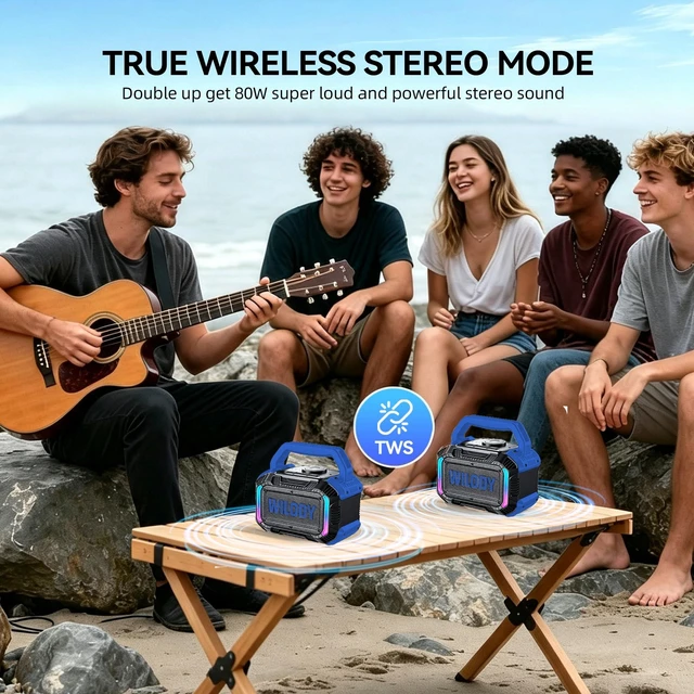Alt view image 6 of 7 - Speakers Bluetooth Wireless, 40W Loud Outdoor Speaker with Bass, IPX7 Waterproof Floatable, 20H Playtime, Wireless Charge, TWS, RGB Light, Portable Speaker for Work, Garage, Outdoor(S-Blue)