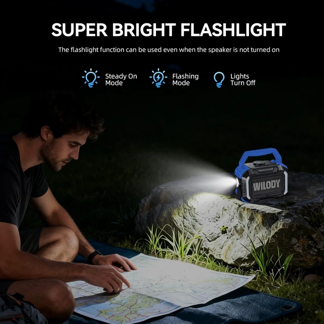 Alt view image 7 of 7 - Speakers Bluetooth Wireless, 40W Loud Outdoor Speaker with Bass, IPX7 Waterproof Floatable, 20H Playtime, Wireless Charge, TWS, RGB Light, Portable Speaker for Work, Garage, Outdoor(S-Blue)