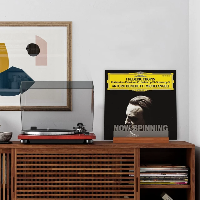 Alt view image 5 of 7 - Light up Now Spinning Vinyl Record Stand, Now Playing Record Stand, Wooden Acrylic Holder for Vinyl Album Display and Storage with Warm White Color Lights, LED Display Storage Collection Holder
