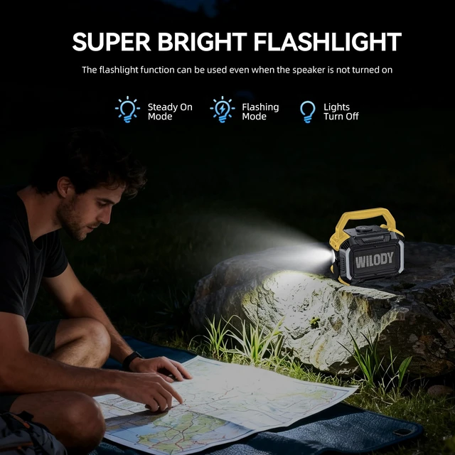 Alt view image 7 of 7 - Speakers Bluetooth Wireless, 40W Loud Outdoor Speaker with Bass, IPX7 Waterproof Floatable, 20H Playtime, Wireless Charge, TWS, RGB Light, Portable Speaker for Work, Garage, Outdoor(S-Yellow)