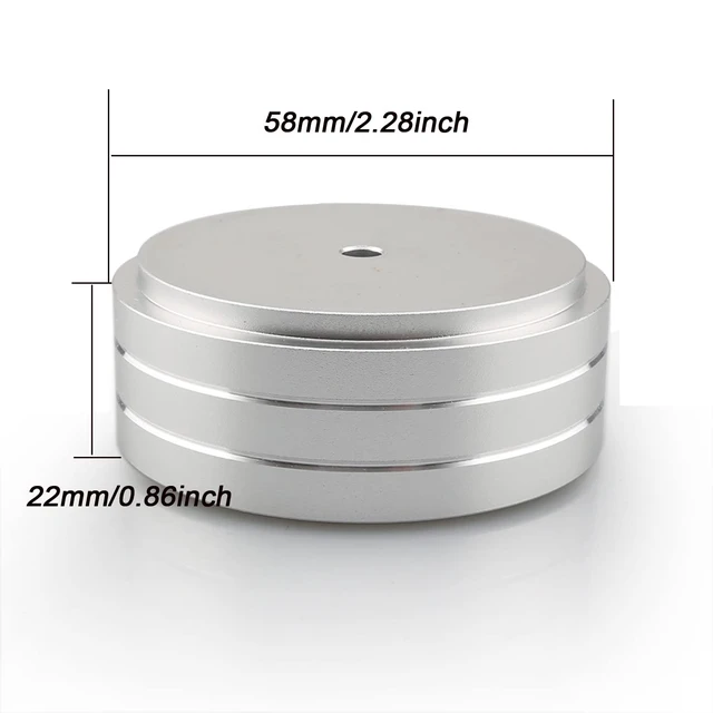 Alt view image 2 of 7 - 4 Pcs Turntable Feet Aluminum HiFi Turntable Isolation Feet Aluminum Stand Speakers Spikes Audio Pads 58x22mm for HiFi Amplifier/Speaker/Turntable/Player(Silver)