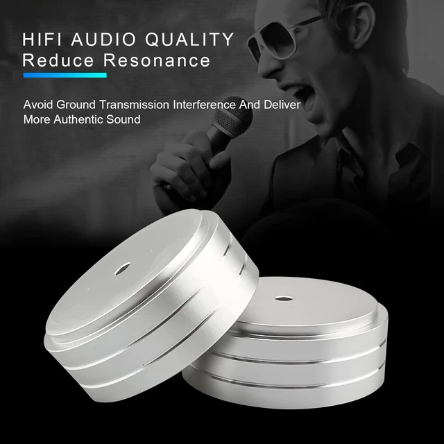Alt view image 3 of 7 - 4 Pcs Turntable Feet Aluminum HiFi Turntable Isolation Feet Aluminum Stand Speakers Spikes Audio Pads 58x22mm for HiFi Amplifier/Speaker/Turntable/Player(Silver)