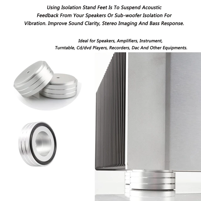 Alt view image 6 of 7 - 4 Pcs Turntable Feet Aluminum HiFi Turntable Isolation Feet Aluminum Stand Speakers Spikes Audio Pads 58x22mm for HiFi Amplifier/Speaker/Turntable/Player(Silver)
