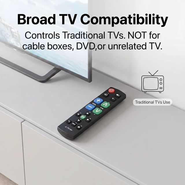 Alt view image 3 of 6 - Large Button TV Remote Control for Seniors, Easy to Use Simple Remote for TV, Large Buttons and Clear Layout, Ideal Traditional TV Remote for Elderly and Low Vision Users