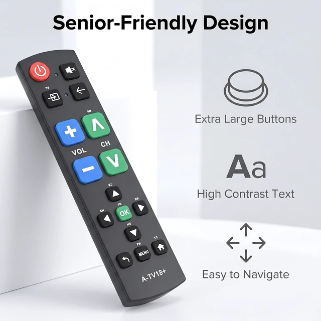 Alt view image 2 of 6 - Large Button TV Remote Control for Seniors, Easy to Use Simple Remote for TV, Large Buttons and Clear Layout, Ideal Traditional TV Remote for Elderly and Low Vision Users