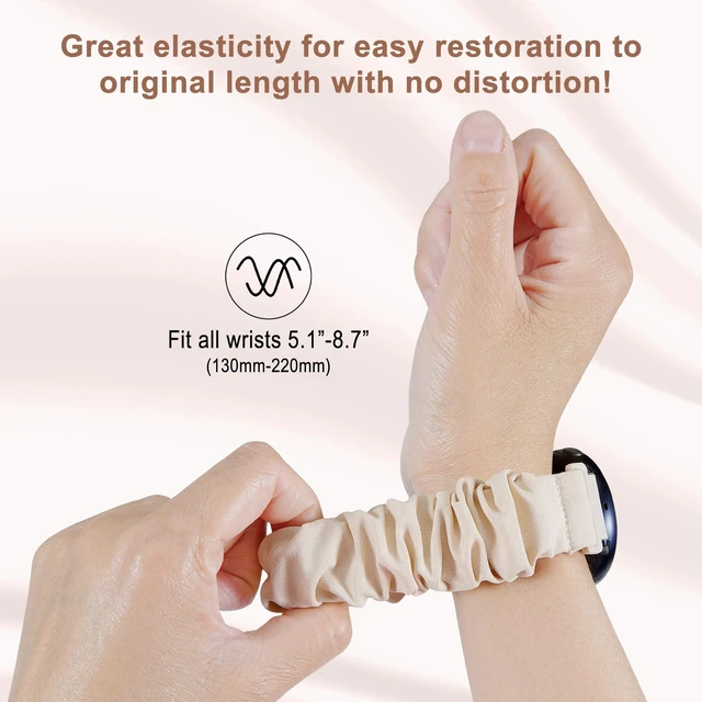 Alt view image 3 of 7 - Stretchy Scrunchie Bands Compatible with Garmin Venu 3/Venu 2/Vivoactive 4, 22mm Nylon Sport Elastic Band for Forerunner 265/Forerunner 255 for Women Men3 Pack
