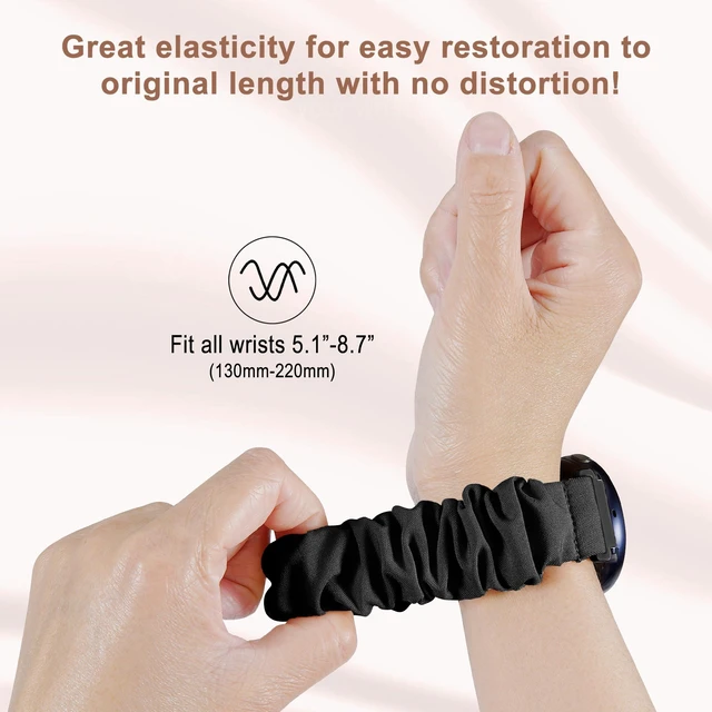 Alt view image 3 of 7 - Stretchy Scrunchie Bands Compatible with Garmin Venu 3/Venu 2/Vivoactive 4, 22mm Nylon Sport Elastic Band for Forerunner 265/Forerunner 255 for Women Men3 Pack