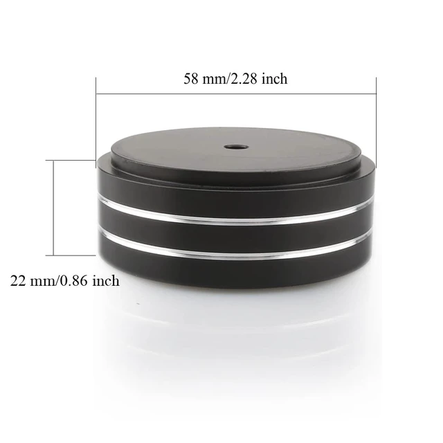 Alt view image 2 of 7 - 4 Pcs Speaker Feet, 58x22mm Speaker Spikes HiFi Isolation Feet Aluminum Stand Speakers Spikes Audio Pads Turntable Feet for HiFi Amplifier/Speaker/Turntable/Player (Black)