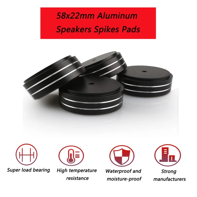 Alt view image 4 of 7 - 4 Pcs Speaker Feet, 58x22mm Speaker Spikes HiFi Isolation Feet Aluminum Stand Speakers Spikes Audio Pads Turntable Feet for HiFi Amplifier/Speaker/Turntable/Player (Black)