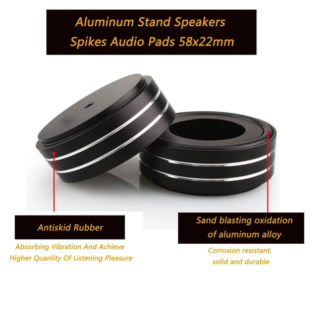 Alt view image 7 of 7 - 4 Pcs Speaker Feet, 58x22mm Speaker Spikes HiFi Isolation Feet Aluminum Stand Speakers Spikes Audio Pads Turntable Feet for HiFi Amplifier/Speaker/Turntable/Player (Black)