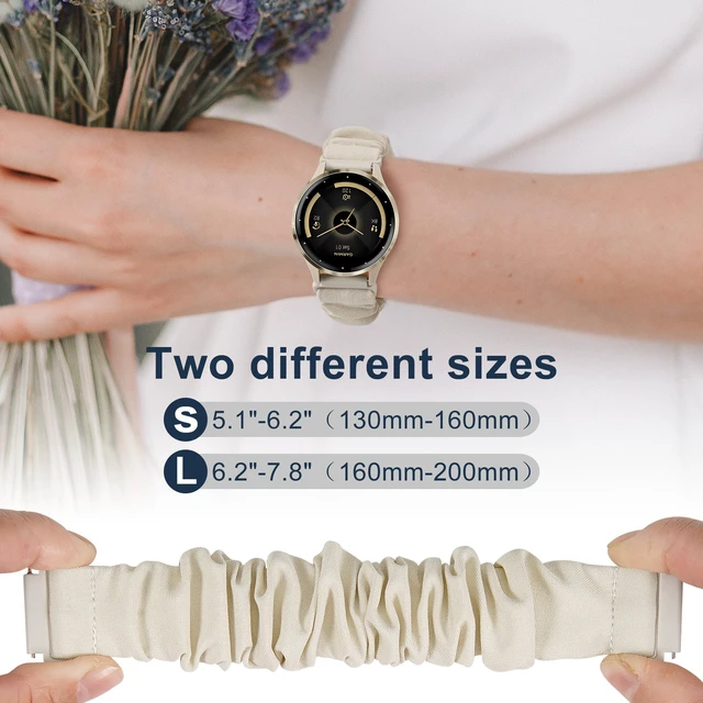 Alt view image 4 of 7 - Stretchy Scrunchie Bands Compatible with Garmin Venu 3/Venu 2/Vivoactive 4, 22mm Nylon Sport Elastic Band for Forerunner 265/Forerunner 255 for Women Men3 Pack