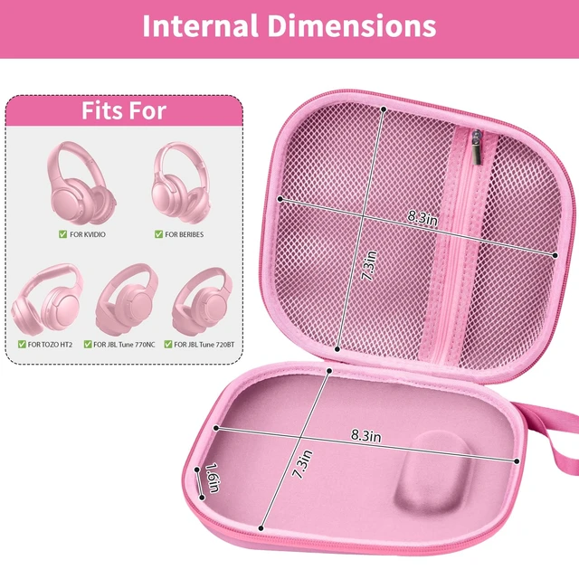 Alt view image 2 of 7 - Hard Headphone Case for Sony WH-CH720N/ for JBL Tune 720BT Fits for Sony WH-CH520/WH-1000XM4, for JBL Tune 510BT, for Soundcore Q20i/Q20/Q30, for TOZO HT2, for BERIBES, Box Only