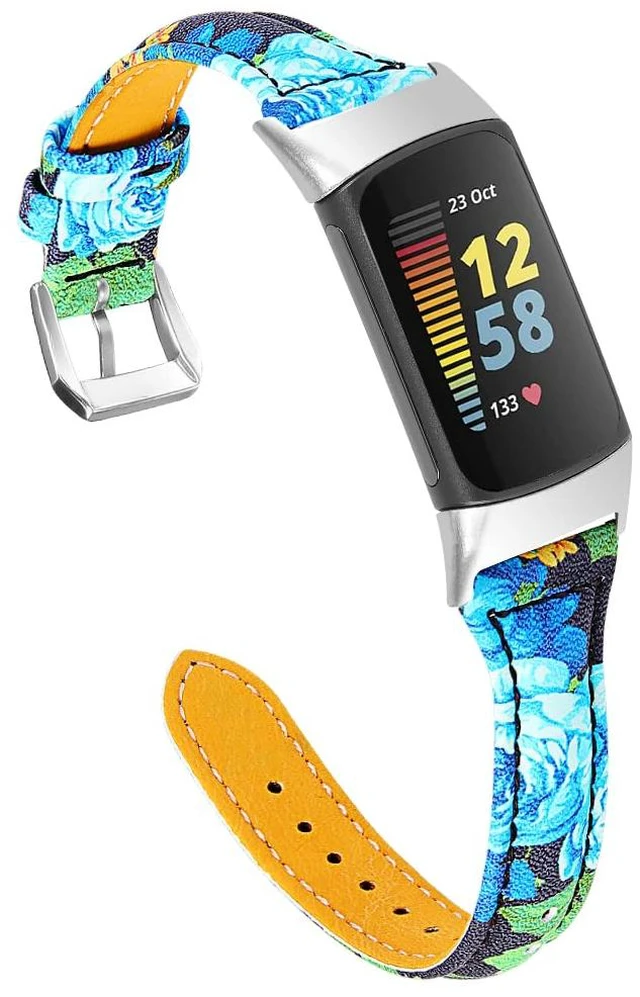 Alt view image 3 of 6 - [2 pack Compatible with Fitbit Charge 6/Charge 5 Bands Leather Narrow Luxury Genuine Leather Replacement Sport Wrist Strap Bracelet Men Women Band Accessories