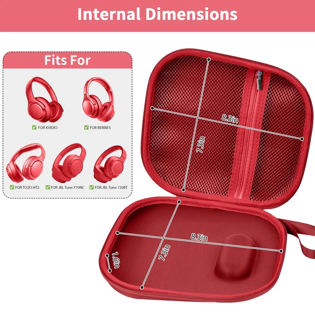 Alt view image 2 of 7 - Hard Headphone Case for Sony WH-CH720N/ for JBL Tune 720BT Fits for Sony WH-CH520/WH-1000XM4, for JBL Tune 510BT, for Soundcore Q20i/Q20/Q30, for TOZO HT2, for BERIBES, Box Only