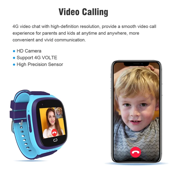 Alt view image 2 of 7 - 4G Kids Smart Watch GPS Tracker - Smartwatch with Two Way Call Video Calling Voice Chat SOS Class Mode Stopwatch Pedometer Games Wi-Fi Touch Screen Alarm Clock Smartwatches for Boys Girl (Blue 02)