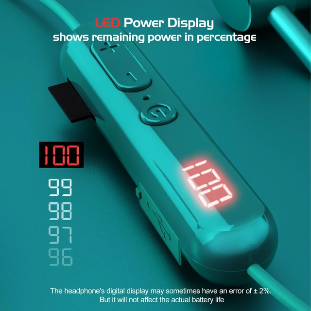 Alt view image 3 of 7 - 200H Playback Time Neckband Bluetooth Headphones, Bluetooth 5.3 in Ear Wireless Earphones with Digital Display, Monitoring Mode for Singing, 7 EQ Modes, Support TF Card, USB-C Fast Charging