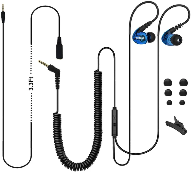 Main image of Joymiso 16Ft Extra Long Cord Earbuds Headphones for TV PC Laptop with Mic Volume Control, 3.5mm Wired, Spring Coil Wire & Extension Cable, Over Ear Hook, Fit for Kids Women Small Ears Computer Use