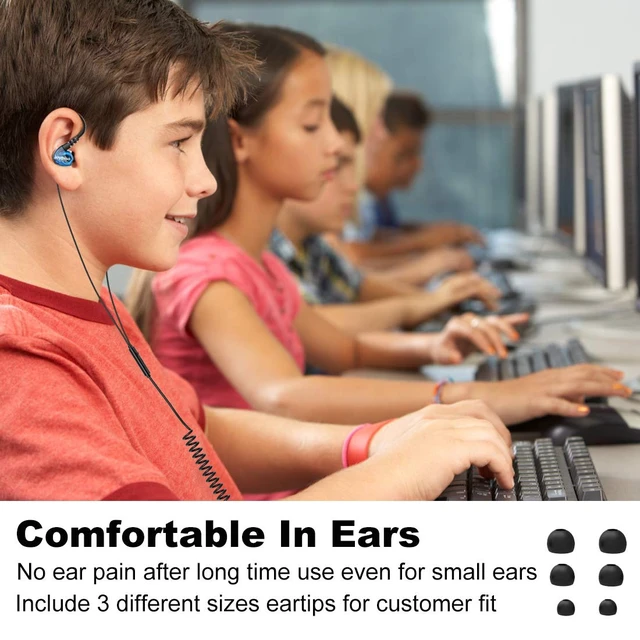 Alt view image 7 of 7 - Joymiso 16Ft Extra Long Cord Earbuds Headphones for TV PC Laptop with Mic Volume Control, 3.5mm Wired, Spring Coil Wire & Extension Cable, Over Ear Hook, Fit for Kids Women Small Ears Computer Use