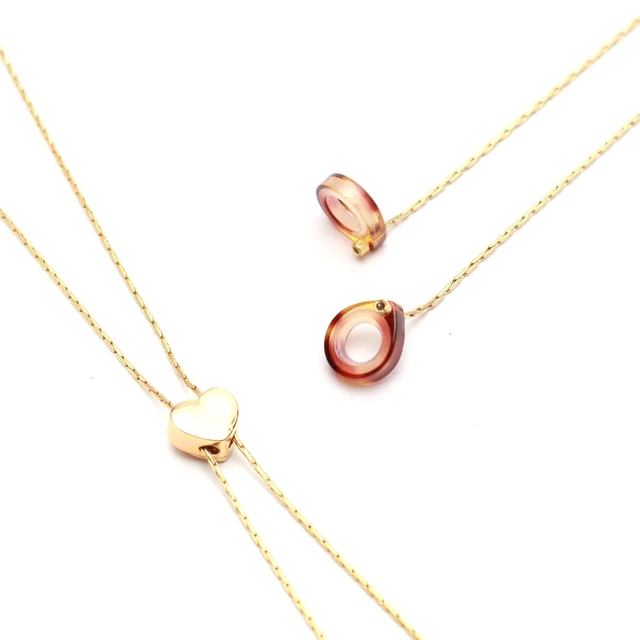 Alt view image 4 of 4 - Anti-Lost Airpod Chain Holder Lanyard Cord Strap Slide Adjustable Y Necklace Compatible Airpods 2/1 (Heart + Golden Slim Chain)