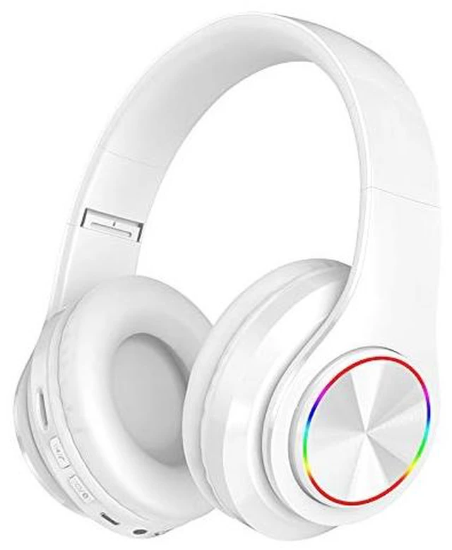 Main image of Wireless Bluetooth Headphones,Colorful LED Lights Comfort Over Ear Foldable Headset with Built-in Microphone,FM,SD Card Slot,Wired for School/Tablet Computer/PC/TV/Cellphones/Travel