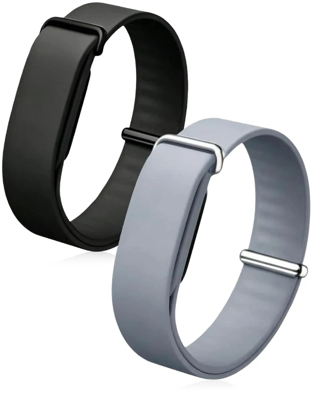 Main image of 2 Pack Band Compatible with Google Fitbit Air Screenless Activity Tracker, Soft Silicone Replacement Strap, Waterproof Sport Wristband, Adjustable Fitness Tracker Band for Men Women