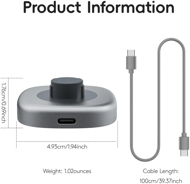 Alt view image 6 of 6 - Smart Ring Charger for Ou-ra Ring 4 with TypeC-C (Size 09) Fast charging dock with TypeC-C cable, compact design for daily replacement charger