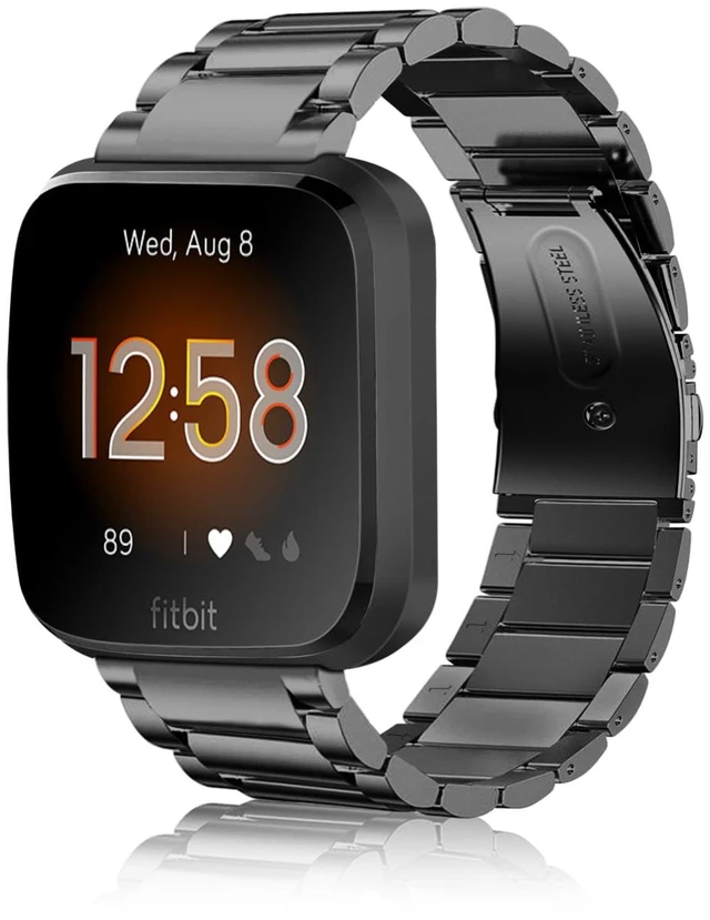 Main image of Metal Band Compatible with Fitbit Versa 2 1&Lite Edition Solid Stainless Steel Strap, Replacement Wristband, Business Bracelet, for Women Men, All-day Comfort