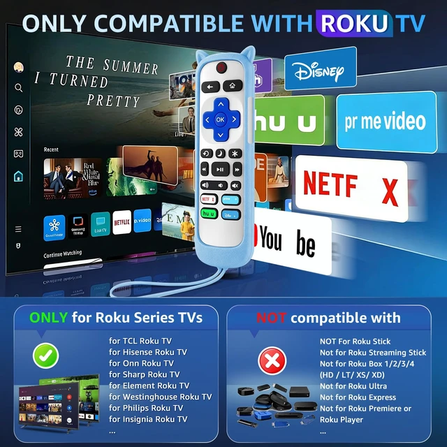 Alt view image 2 of 7 - (Pack of 3) Replacement Remote Only for Roku TV with Soft Remote Cover Universal Remote for TCL/Onn/Hisense/Sharp/Element/Philips Roku Smart TV (Elegant White)Not for Roku Stick, Box,Speaker