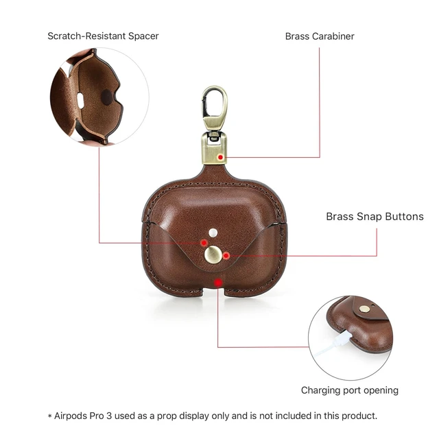 Alt view image 3 of 7 - Leather Case Replacement for Airpods Pro 3 2025,Vegetable Tanned Leather Portable Travel Case Compatible with Airpods Pro 3,Headphone Cases Replacement for AirPods Pro 3 Charging(Coffee)