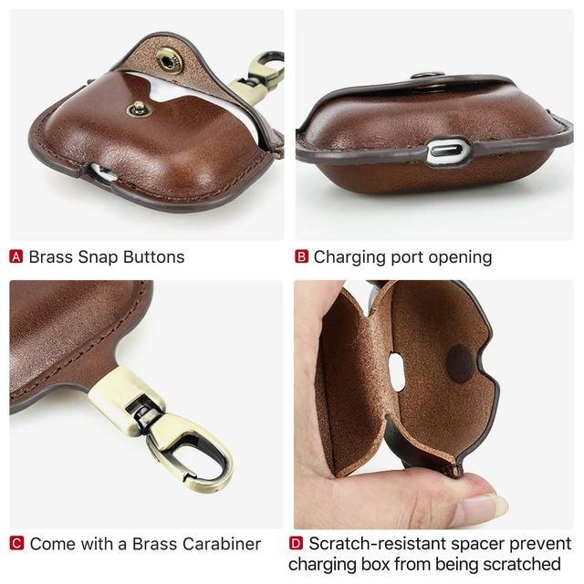 Alt view image 5 of 7 - Leather Case Replacement for Airpods Pro 3 2025,Vegetable Tanned Leather Portable Travel Case Compatible with Airpods Pro 3,Headphone Cases Replacement for AirPods Pro 3 Charging(Coffee)